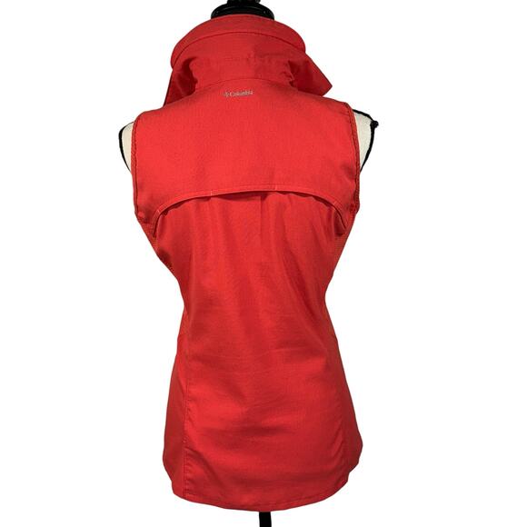 Columbia Small Top Omni-Shade Sleeveless Button-Up Stretch Pocket Collared Vents - Picture 5 of 14